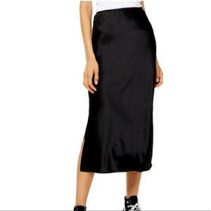 Topshop Bias Cut Satin Midi Skirt In Black sz.6